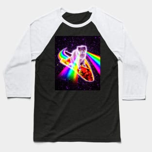 Rainbow Laser Eyes Galaxy Cat Riding Taco Baseball T-Shirt